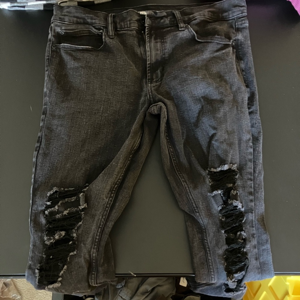 Men's Distressed Black Jeans